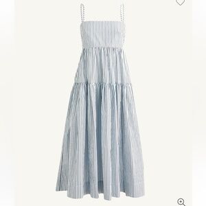 J. Crew Tall Tie-Back Tiered Dress in Stripe